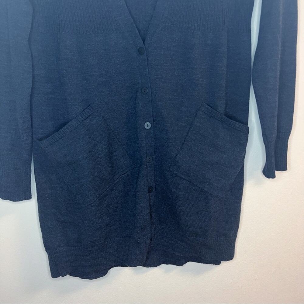 Eileen Fisher 100% Italian Wool Grey Cardigan Size Petite Large - Picture 4 of 8